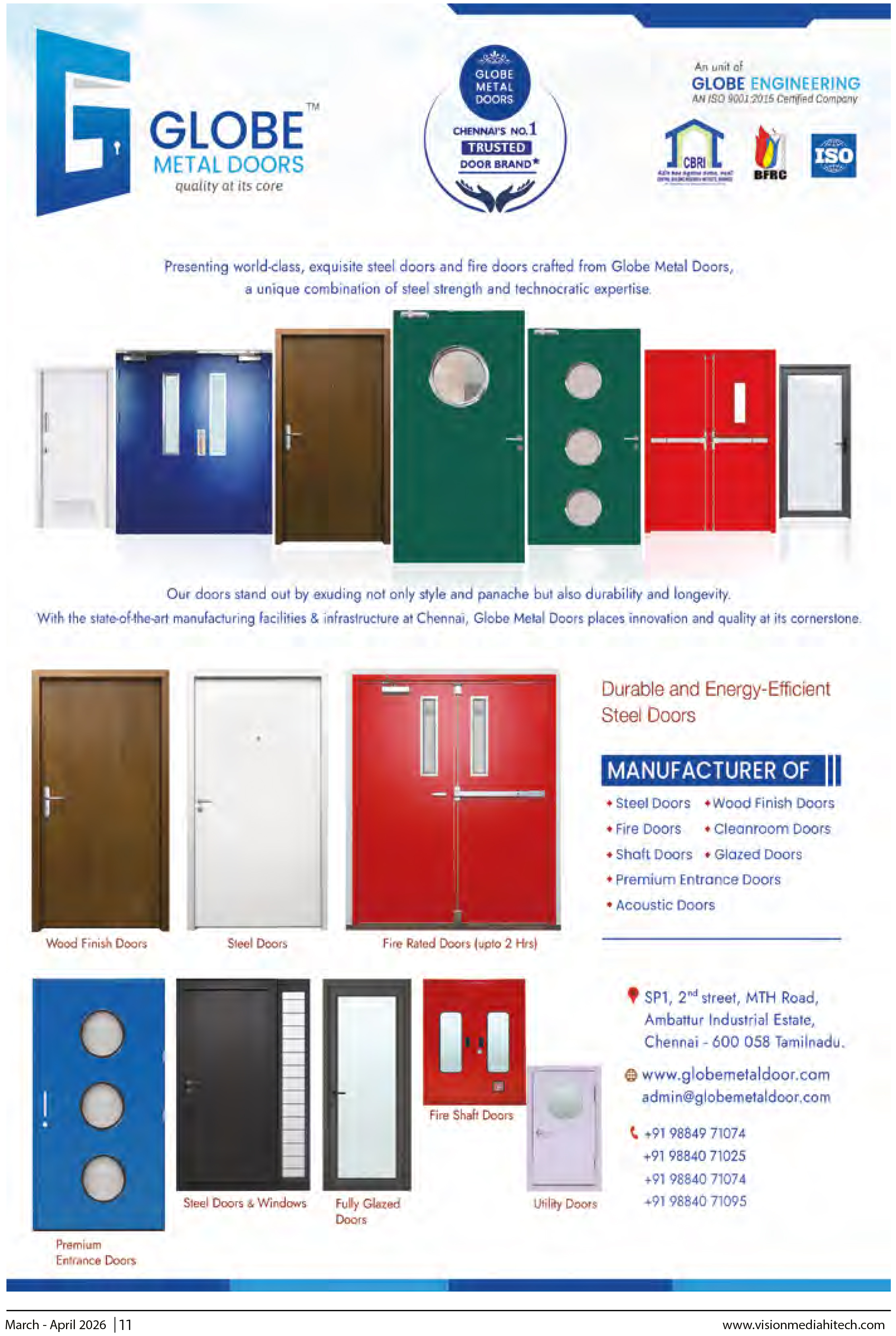 Clobe Metal Doors Quality Fire Protection Advertisement